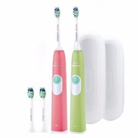 飛利浦（PHILIPS）電動(dòng)牙刷 成人自動(dòng)感應(yīng)充電式聲波震動(dòng)牙刷 情侶2支裝 HX6235/36