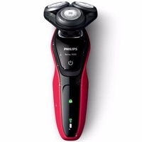 飛利浦（PHILIPS）電動(dòng)剃須刀充電式男士刮胡刀胡須刀剃胡刀三刀頭水洗干濕兩用 亮水紅S5095/58-配控油潔面刷